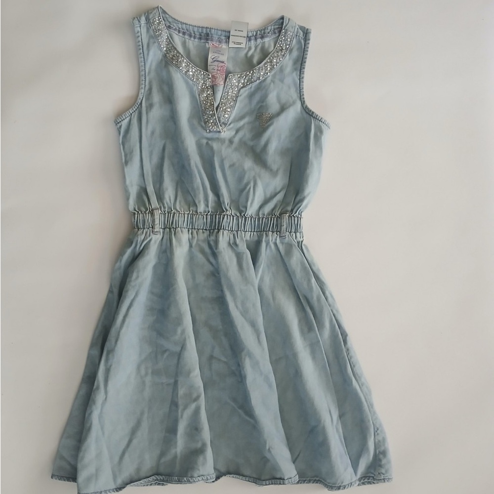 GUESS Denim Dress for Girls Stylish Blue Kids Dress